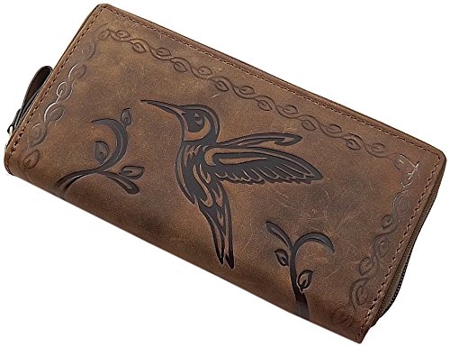 myledershop Große Büffel-Vollleder Damen Geldbörse/Geldbeutel/Portemonnaie/Geldtasche mit Colibri-Motiv oder ohne Motiv mit RFID & NFC Schutz (Mit Colibri-Motiv/Cognac) myledershop Große Büffel-Vollleder Damen Geldbörse/Geldbeutel/Portemonnaie/Geldtasche mit Colibri-Motiv oder ohne Motiv mit RFID & NFC Schutz (Mit Colibri-Motiv/Cognac) von myledershop