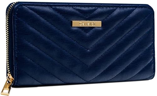 Kunstleder Damen Geldbörse/Geldbeutel/Portemonnaie/Portmonaise/Geldtasche/Portmonee (Design 5 / Navy Blau) von myledershop