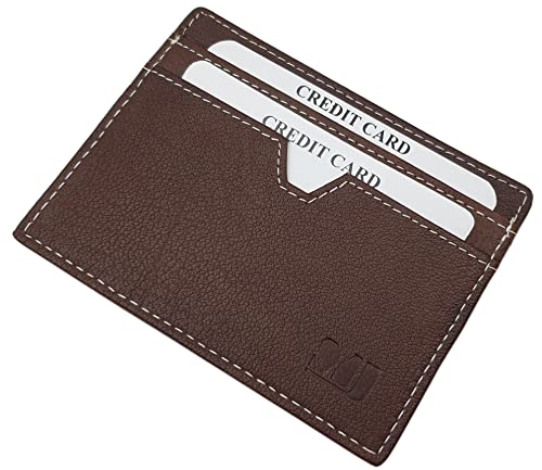 Leder KREDITKARTENETUI Portemonnaie AUSWEISETUI EXTRA FLACH BÜFFELLEDER MIT KONTRASTNAHT MJ-Design-Germany IN SCHWARZ, BRAUN ODER ROT (Braun) von myledershop