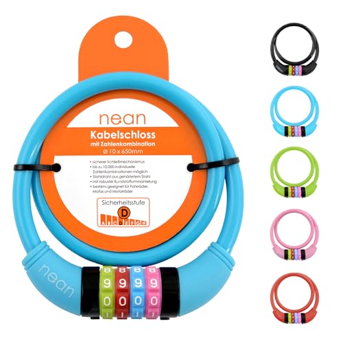 nean Fahrradschloss Zahlen für Kinder,10x650 mm, Kabel Schloss Code Kombination, Kinderschloss Fahrrad, Kinderfahrradschloss, Zahlenschloss, blau nean Fahrradschloss Zahlen für Kinder,10x650 mm, Kabel Schloss Code Kombination, Kinderschloss Fahrrad, Kinderfahrradschloss, Zahlenschloss, blau von nean