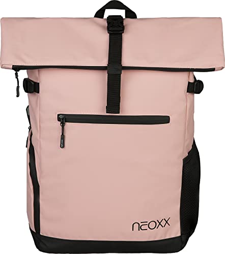 neoxx Roll-Top Rucksack mit Laptopfach, USB-Hub, Wasserabweichen, perfekt für Uni, Büro, Freizeit, Reisen. ca.19 Lt Volumen, rosa von neoxx