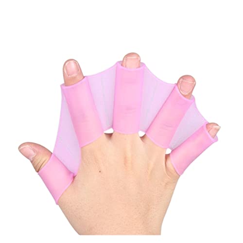 Schwimmen Fingerflossen Lernen Schwimmbad Ausrüstung Finger Tragen Hand Mesh Flossen Reihe Training Tauchhandschuhe Schwimmbad Paddel ( Color : Pink , Size : M ) von nmbhus