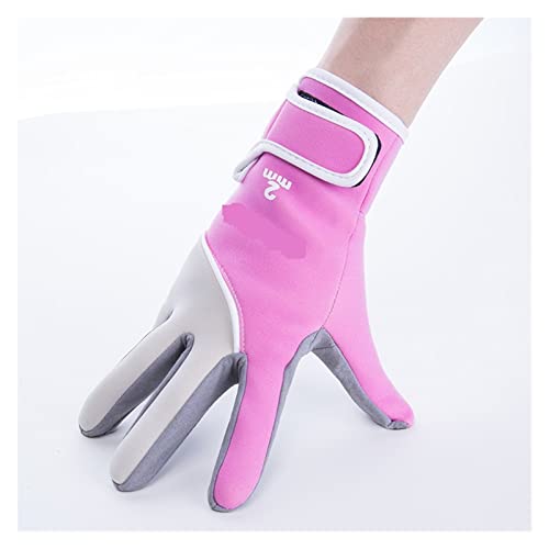 nmbhus 2MM Neopren-Tauchhandschuhe Tauchen Schnorcheln Fünf-Finger-Handschuh Mann und Frau for Erwachsene (Color : PINK Grey, Size : L) von nmbhus