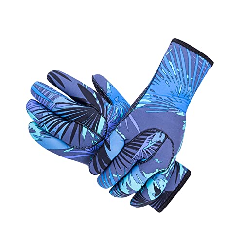 nmbhus 3 mm echte Neopren-Handschuhe Kratzfest und warm halten for Tauchen, Winter, Schwimmen, Speerfischen, Kajakfahren, Surfen (Color : Blue, Size : L) von nmbhus