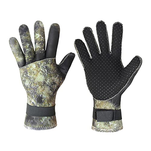 nmbhus 3MM Neopren-Tauchhandschuhe Unterwasser-Jagd-Camouflage-Handschuhe Anti-Rutsch-Fischerei-Schwimmen Stichfeste warme Tauchhandschuhe (Color : 3MM, Size : L) von nmbhus