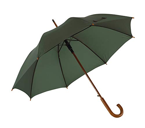 Automatik Regenschirm Holzschirm Stockschirm Portierschirm mit gebogenem Rundhaken Holzgriff in 103 cm Durchmesser von notrash2003 (Dunkelgrün) von noTrash2003