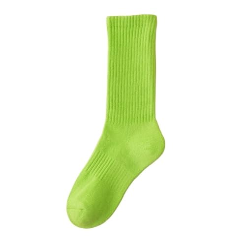 nonono Bunte Yoga-Socken for Damen aus Reiner Baumwolle und Handtuchfutter, Fitness, Pilatus-Tanz-Laufsocken, Sportstrümpfe(Fluorescent Green) von nonono