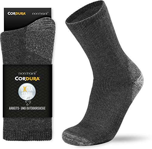 2-3 Paar Wintersocken - Extrem robuste und wärmende Vollplüschsocken Arbeitssocken Wandersocken für Damen und Herren mit Alpakawolle oder Baumwolle mit Cordura® Farbe Anthrazit Größe 3 Paar - 39/42 von normani