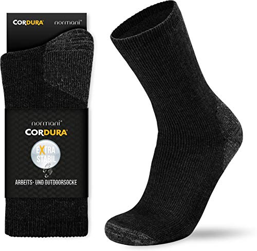 2-3 Paar Wintersocken - Extrem robuste und wärmende Vollplüschsocken Arbeitssocken Wandersocken für Damen und Herren mit Alpakawolle oder Baumwolle mit Cordura® Farbe Black Größe 2 Paar - 43/46 von normani