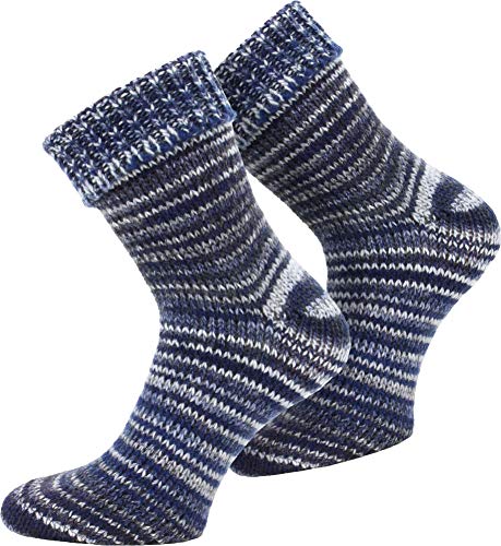 normani 2 Paar Wollsocken - mit Umschlag, im 'Skandinavischen' Style, in bunten Farben erhältlich Farbe Blau Größe 39-42 normani 2 Paar Wollsocken - mit Umschlag, im 'Skandinavischen' Style, in bunten Farben erhältlich Farbe Blau Größe 39-42 von normani