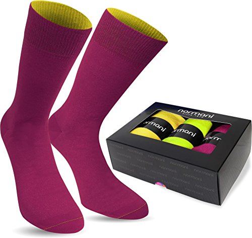 normani 3 Paar multicolor Socken bunte Strümpfe für Damen und Herren Farbe Gelb/Limette/Magenta Größe 39/42 von normani