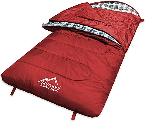 normani 4-in-1-Funktion Extrem Outdoor Schlafsack 'Antarctica' aus Nylon Rip-Stop mit 500 + 250 g/m² Hollow Fiber Füllung 220 x 90 cm Farbe Dunkelrot Größe Links von normani