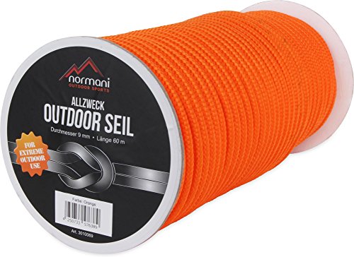 normani Allzweck-Outdoor-Seil, 9 mm x 60 Meter Farbe Orange von normani
