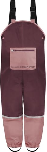 Baby Kleinkind Kinder Regenhose mit Hosenträgern - gefütterte Latzhose mit Refelktoren - wasserdichte Winterhose mit Fleece und Reißverschlusstasche für Junge und Mädchen Farbe Bordeaux Größe 92 von normani