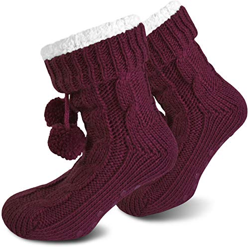 Damen warme Wintersocken - extra Dicke Haussocken mit Innenfell Teddyfutter und Antirutschsohle Hausschuhe Farbe Bordeaux Größe 40/44 Damen warme Wintersocken - extra Dicke Haussocken mit Innenfell Teddyfutter und Antirutschsohle Hausschuhe Farbe Bordeaux Größe 40/44 von normani