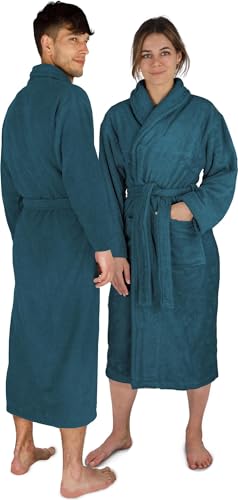 Damen und Herren Frottee Baumwoll Bademantel - Saunamantel aus extra Dicker Baumwolle 450 g/m² - wadenlanger Morgenmantel Farbe Dunkelblau Größe 7XL Damen und Herren Frottee Baumwoll Bademantel - Saunamantel aus extra Dicker Baumwolle 450 g/m² - wadenlanger Morgenmantel Farbe Dunkelblau Größe 7XL von normani