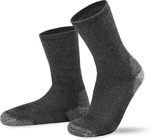 Robuste und wärmende Wollsocken mit Cordura® Wintersocken mit Vollplüsch und Alpakawolle - Wandersocken 2 bis 4 Paar für Damen und Herren Farbe 2 Paar Anthrazit Größe 39/42 von normani