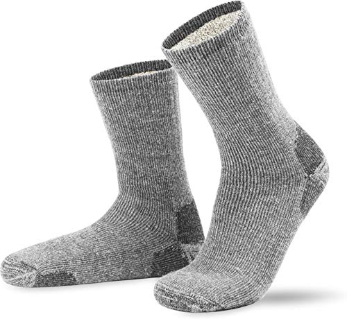 Robuste und wärmende Wollsocken mit Cordura® Wintersocken mit Vollplüsch und Alpakawolle - Wandersocken 2 bis 4 Paar für Damen und Herren Farbe 4 Paar/Grau Größe 43/46 von normani