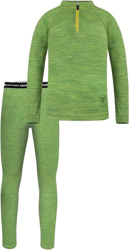 Kinder Merino Skiunterwäsche aus Wolle - Sportunterwäsche Thermounterwäsche Set Funktionsunterwäsche 100% Bio-Merinowolle Langarmshirt und Unterhose für Jungen und Mädchen Farbe Grün Größe 110-116 Kinder Merino Skiunterwäsche aus Wolle - Sportunterwäsche Thermounterwäsche Set Funktionsunterwäsche 100% Bio-Merinowolle Langarmshirt und Unterhose für Jungen und Mädchen Farbe Grün Größe 110-116 von normani