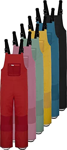 Kinder Winter Latzhose Thermohose - gefütterte Schneehose Skihose - wasserdichte Winterhose mit Hosenträgern und Schneegamaschen - Wassersäule: 12000 mm für Junge und Mädchen Farbe Grün Größe 110-116 von normani