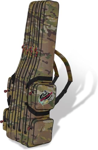 Rutentasche Angelrutentasche Rutenfutteral Aufbewahrungstasche 125 cm / 150 cm / 160 cm / 170 cm / 190 cm - wasserabweisende Angeltasche Angelrucksack Farbe Tactical Camo 4 Innenfächer Größe 150 cm von normani