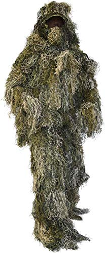 Tarnanzug, Ghillie Suit, bestehend aus Jacke, Hose, Gewehr- und Kopfbedeckung inkl Tragetasche Farbe Woodland Camouflage Größe XL/XXL von normani