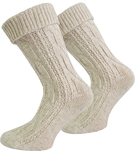 normani Trachtensocken aus atmungsaktiver Baumwolle mit Umschlag Farbe Natur Größe 43/46 von normani