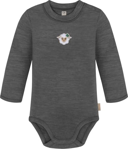 Unisex Merino Baby Body mit Knopf Langarm Einteiler Winter Strampler aus 100% Merinowolle - Oeko-Tex Standard 100 Farbe Anthrazit Größe 80 Unisex Merino Baby Body mit Knopf Langarm Einteiler Winter Strampler aus 100% Merinowolle - Oeko-Tex Standard 100 Farbe Anthrazit Größe 80 von normani
