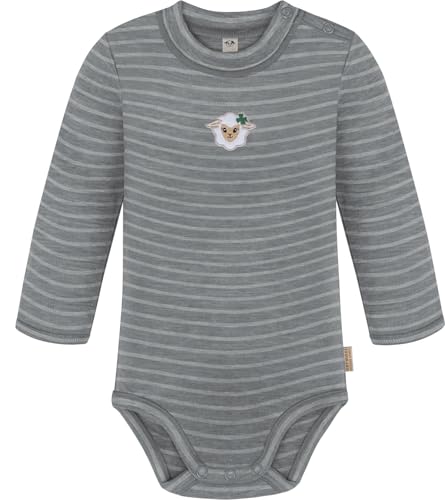 Unisex Merino Baby Body mit Knopf Langarm Einteiler Winter Strampler aus 100% Merinowolle - Oeko-Tex Standard 100 Farbe Grau gestreift Größe 74 Unisex Merino Baby Body mit Knopf Langarm Einteiler Winter Strampler aus 100% Merinowolle - Oeko-Tex Standard 100 Farbe Grau gestreift Größe 74 von normani