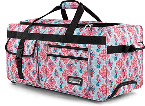 normani® Reisetasche mit Rollen 80 Liter Volumen Jumbo Big-Travel Reisetrolley riesige XXL in vielen bunten Farben Farbe Flamingo von normani