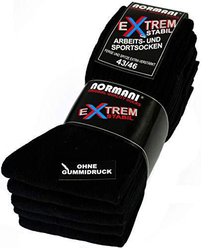 normani 10 Paar EXTREM Stabile Arbeitssocken Socken - Ferse und Spitze EXTRA verstärkt - ohne gummidruck ! Farbe Schwarz Größe 47-50 von normani