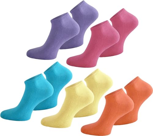 normani 10 Paar Modische Sneaker Socken/Sneakers Baumwolle mit Elasthan - handgekettelt Farbe Pink/Flieder/Orange/Gelb/Türkis Größe 37-42 normani 10 Paar Modische Sneaker Socken/Sneakers Baumwolle mit Elasthan - handgekettelt Farbe Pink/Flieder/Orange/Gelb/Türkis Größe 37-42 von normani