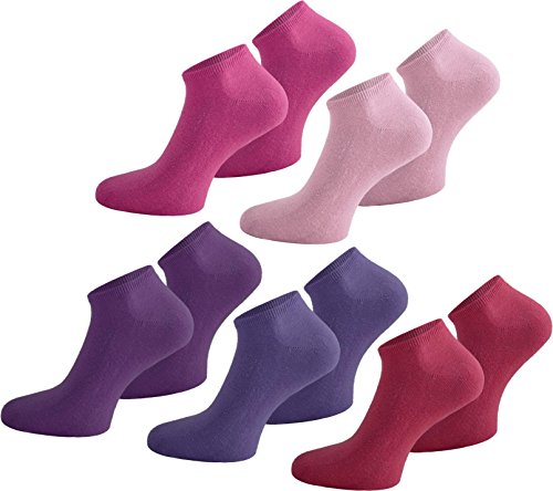 normani 10 Paar Sneaker Socken für Herren und Damen in dezenten und knallig bunten Farbkombinationen Farbe Hellrosa/Rosa/Pink/Lila/Violett Größe 43/47 von normani