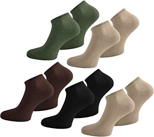 normani 10 Paar Sneaker Socken für Sie und Ihn - Viele Trendige Farben und Größen 35-50 wählbar Farbe Schwarz/Braun/Beige/Oliv/Beige Größe 37/42 von normani