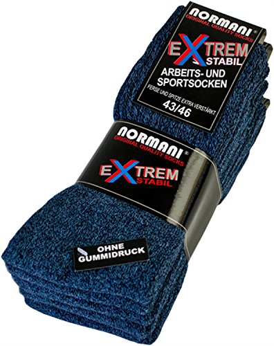normani 10 Paar Stabile Arbeitssocken Socken - Ferse und Spitze EXTRA verstärkt - ohne gummidruck ! Farbe Blau-Meliert Größe 47/50 von normani