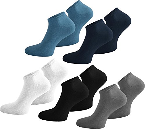 normani 15 Paar Sneaker-Socken Damen und Herren - Größen 35-50 -Viele Trendige Farben Farbe Marine/Jeans/Grau/Weiß/Schwarz Größe 48/50 von normani