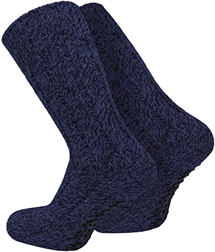 normani 2 Paar Antirutsch Norweger Socken mit ABS Sohle Farbe Navy Größe 39/42 von normani