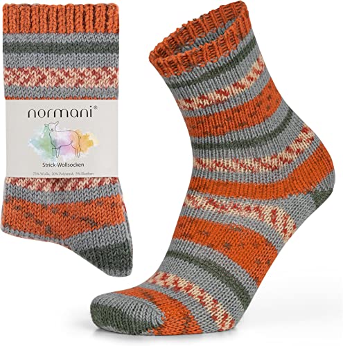 normani 2 Paar Bunt gestrickte Wollsocken im 'Skandinavischen' Style Kuschelig warm für Damen und Herren Farbe Orange Größe 39-42 normani 2 Paar Bunt gestrickte Wollsocken im 'Skandinavischen' Style Kuschelig warm für Damen und Herren Farbe Orange Größe 39-42 von normani