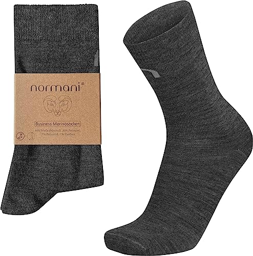 normani 2 Paar Merino Business Socken - Anzugssocken für Damen und Herren - aus hochwertiger und langlebiger Merinowolle, Ideal für Beruf & Freizeit Farbe Anthrazit Größe 43-46 von normani