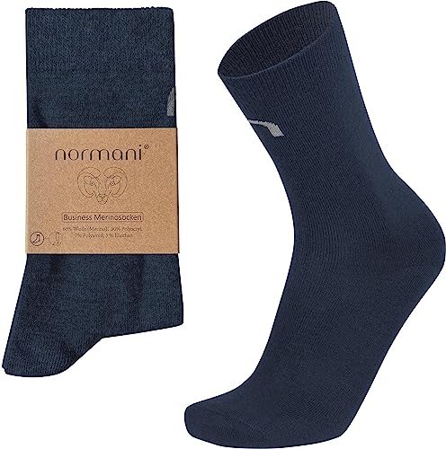 normani 2 Paar Merino Business Socken - Anzugssocken für Damen und Herren - aus hochwertiger und langlebiger Merinowolle, Ideal für Beruf & Freizeit Farbe Marine Größe 43-46 von normani