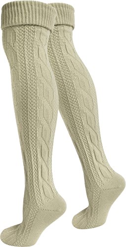 normani 2 Paar Original Trachtensocken Trachten Kniestrümpfe Natur EXTRA LANG Farbe Beige Größe 35/38 von normani