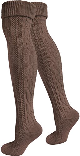 normani 2 Paar Original Trachtensocken Trachten Kniestrümpfe Natur EXTRA LANG Farbe Braun Größe 39/42 von normani