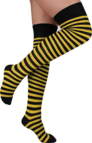 normani 2 Paar Overknees in gestreift oder einfarbig - Bunte Socken bis übers Knie für Damen Farbe Schwarz/Gelb schmal normani 2 Paar Overknees in gestreift oder einfarbig - Bunte Socken bis übers Knie für Damen Farbe Schwarz/Gelb schmal von normani