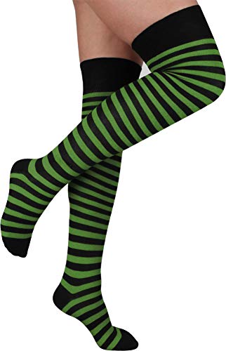normani 2 Paar Overknees in gestreift oder einfarbig - Bunte Socken bis übers Knie für Damen Farbe Schwarz/Grün schmal normani 2 Paar Overknees in gestreift oder einfarbig - Bunte Socken bis übers Knie für Damen Farbe Schwarz/Grün schmal von normani