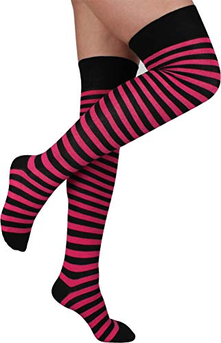 normani 2 Paar Overknees in gestreift oder einfarbig - Bunte Socken bis übers Knie für Damen Farbe Schwarz/Pink schmal normani 2 Paar Overknees in gestreift oder einfarbig - Bunte Socken bis übers Knie für Damen Farbe Schwarz/Pink schmal von normani