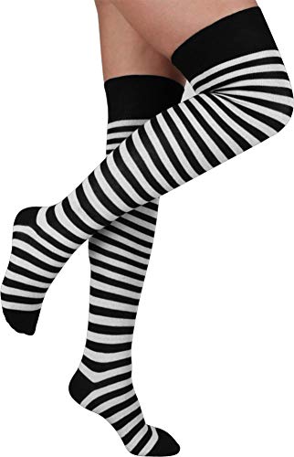 normani 2 Paar Overknees in gestreift oder einfarbig - Bunte Socken bis übers Knie für Damen Farbe Schwarz/Weiß schmal normani 2 Paar Overknees in gestreift oder einfarbig - Bunte Socken bis übers Knie für Damen Farbe Schwarz/Weiß schmal von normani