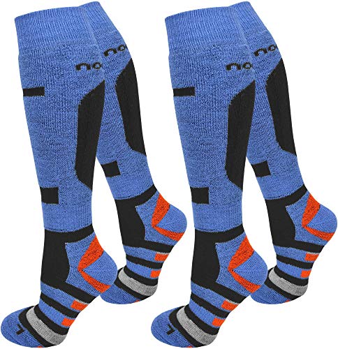 normani 2 Paar Thermo Ski-Socke, atmungsaktiv und schützend Farbe Ripp/Blau/Orange Größe 39/42 von normani