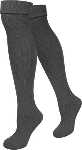 normani 2 Paar Trachtensocken Kniebundhosenstrümpfe Extraland - für Damen und Herren - Oktoberfest Outfit - Loferl Overknee Überknie Farbe Anthrazit Größe 43/46 von normani