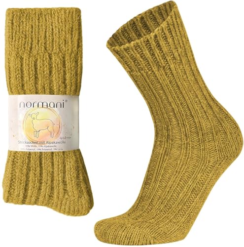 normani 2 Paar warme und kuschelige WollSocken aus Alpaka- und Schafwolle Farbe Gelb Größe 39-42 von normani