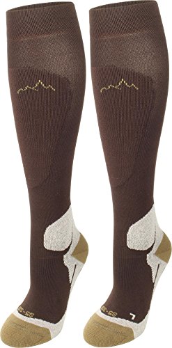 normani 2 oder 4 Paar Coolmax Sportsocken/Kompressionsstrümpfe mit Frotteesohle und anatomisch angeordneten Polsterzonen Farbe Dunkelbraun/Hellbraun 2 Paar Größe 43/46 von normani